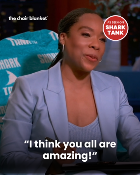 Fawn Weaver of Uncle Nearest Whiskey said "I think you all are amazing" about The Chair Blanket founders, Chris and Tiffany McCasland on Shark Tank on ABC. 